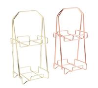 Sewroro 2Pcs Gold Plated Two-Layer Beauty Makeup Egg Racks Sponge Powder Puff Holders Cosmetic Sponge Storage Stand for Makeup Drying and Display