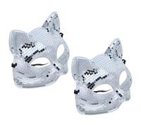 Sewroro 2pcs Halloween Disco Set Silver Plastic and Glass Full Face Cover with Comfortable Wear, Vintage Venetian Style Glitter Mirror Masks for Holiday Celebrations and Carnival Balls