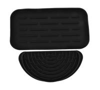 Sewroro 2pcs Kitchen Drip Tray Set Silicone Draining Board with Water Dispenser Pan and Fridge Drip Catcher, Black Half-moon and Small Size Draining Mats for Kitchen Counter and Coffee Machine