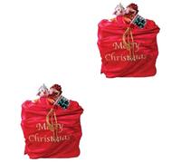 Sewroro 2pcs Large Red Santa Claus Christmas Gift Bag Merry Christmas Candy Sack Xmas Decoration Pouch Holiday Present Holder for Festive Gift Giving