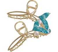 Sewroro 2pcs Mermaid Tail Hair Claw Clips for Thick Hair Fashionable Elegant Temperament Alloy Pearl Material Convenient Use for Thanksgiving Day