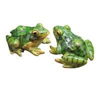 Sewroro 2pcs Mini Frog Statues - Miniature Resin Figurines, Small Animal Sculpture for Garden Yard, Micro Fairy Garden Ornament