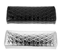 Sewroro 2pcs Nail Hand Pillow Cushion for Manicure Salon Ergonomic Rectangular Nail Arm Rest Pad Soft Black and Silver Tech Hand Rest for Home and Professional Use