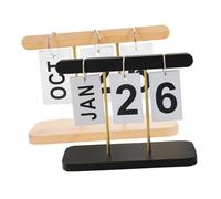 Sewroro 2pcs Perpetual Desktop Calendar Wooden Block Flip Date Organizer Minimalist Wood Texture Table Stand for Office Wedding Due Date Tracking