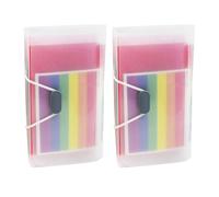 Sewroro 2pcs Portable Plastic Accordion File Folder with 13 Pockets, Rainbow Mini Bill Organizer Document Holder for Office and Travel