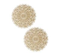 Sewroro 2pcs Pvc Heat Insulation Placemat Set Hollow Dandelion Design Anti-scald Table Mat Golden Decorative Dining Table Decor for Kitchen and Home
