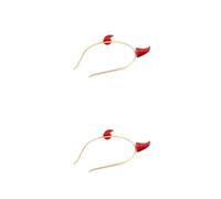Sewroro 2pcs Red Ox Horn Headband Shining Golden Devil Horns Hairwear Halloween Party Accessory Masquerade Costume Supplies