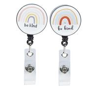 Sewroro 2Pcs Retractable Nurse Badge Reels Lightweight Id Holder Clips with Rainbow Epoxy Design Stretchable Alligator Clip for Medical Assistants Pediatric Staff Badge Holders