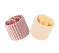 Sewroro 2PCS Rotating Vanity Organizer Cups for Makeup Brushes and Pens, Milk Yellow and Pink Countertop Storage Containers for Dressing Table and Desk