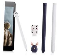 Sewroro 2pcs Silicone Stylus Sleeve Cover for Pencil 2nd Generation, Cartoon Protective Pen Holder White Cow and Reindeer Designs, Compatible Stylus Protector for Digital Artists and Students