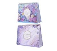 Sewroro 2pcs Small Standing Desk Calendar with Floral Design English Date Display Daily Planner for Office Professionals Goal Management International Use