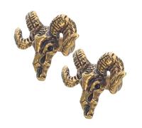 Sewroro 2pcs Vintage Brass Goat Shaped Cabinet Handles Animal Drawer Knobs with Antique Finish Sturdy Metal Pulls for Kitchen Cupboard Wardrobe Doors Artistic Decorative Hardware