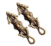 Sewroro 2pcs Vintage Brass Vajra Keychain Pendants Retro Pestle Hanging Ornament Durable Tibetan Decor for Bags Cars and Rituals for Feng Shui and Stylish Crafting