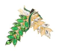 Sewroro 2pcs Vintage Green and White Leaf Hair Clips, Duckbill Barrettes with Crystal Rhinestones, Women’s Decorative Hairpins for Daily and Party Styling