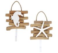 Sewroro 2pcs Wooden Wall-Mounted Coat Hooks Vintage Style Key and Clothes Hat Hook for Organizing Sundries in Bedroom or Study Room