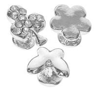 Sewroro 3 Pcs Silicone Watch Band Rivets Decorative Charms for 38mm Smartwatch, Silver Small Flower Butterfly Four-leaf Pattern, Strap Accessories for Women