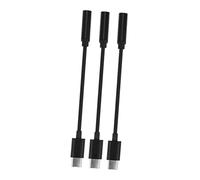 Sewroro 3 Pcs USB Type-c to Headphone Jack Adapter Reversible Male to Female Aux Audio Converter Compatible with Pixel Elephone Mate Pro and High-fidelity Sound Cable in Black