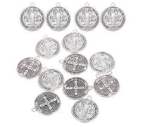 Sewroro 30Pcs Saint Benedict Medal Pendant Vintage Silver Spiritual Protection Medal Catholic Sacramental Charm for Christian Jewelry Making Rosaries Necklaces