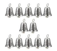 Sewroro 30Pcs Vintage Tin Bells Silver Bells Antique Bells Charms Pendants for DIY Craft Wind Chimes Making Jewelry Findings