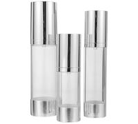 Sewroro 3Pcs Airless Lotion Bottle 80Ml/50Ml/30Ml Refillable Travel Size Toiletries Container for Creams Lotions, Easy to Store Cosmetic Pump Bottles for-The-Go Use
