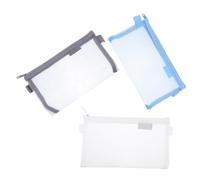 Sewroro 3Pcs Assorted Color Transparent Mesh Pencil Cases Large Capacity Stationery Containers for Students Teachers and Travelers with Zipper Closure