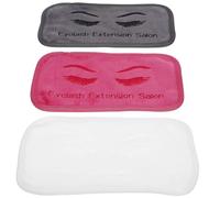 Sewroro 3Pcs Eyelash Extension Forehead Pads Set with False Eyelash Holder Cushions in Dark Pink, White, and Grey for Professional Lash Grafting and Beauty Salon Use