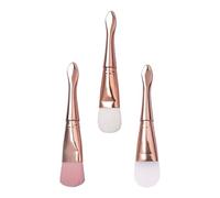 Sewroro 3pcs Facial Mask Brush Set Silicone and Soft Bristles, Rose Gold Handle Beauty Applicator Tools for Skincare and Mud Mask Application
