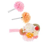 Sewroro 3Pcs Japanese Style Flower Design Hairpins Made of Polyester and Iron, Delicate Decorative Hair Accessories Not Easy to Fade, for Cosplay and Party Hair Styling