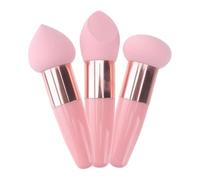 Sewroro 3pcs Makeup Sponge Applicator Set for Girls, Compact Pink Latex Mushroom Head Pens Stable Handle, for Travel Use and Foundation Application Style