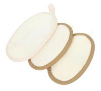 Sewroro 3Pcs Natural Loofah Bath Sponge Scrubber Set for Body Exfoliating, Biodegradable Shower Loofah Sponges with Beige and Coffee Edges, Suitable for Women’S Daily Bathing and Skin Care