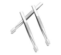 Sewroro 3pcs Stainless Steel Flat Tweezers Precision Stamp Tongs for Crafts Photography and Document Handling with Secure Grip Portable Design