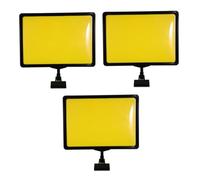 Sewroro 3pcs Supermarket Price Tag Holder Clip with Black Frame and Yellow Paper Advertising Display Stand for Fresh Produce Market Merchandise Sign Writable Food Label Rack for Store