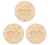 Sewroro 3pcs Wooden Pentagram Pendulum Board Yellow Engraved Divination Accessory for Witchcraft Altar Mystical Spirit Board for Wicca Supplies and Traditional Fortune Tools
