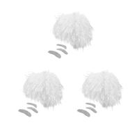 Sewroro 3sets Scientist Cosplay Wig White Short Crazy Hair with Mustache and Eyebrows Costume Accessories for Professor Fancy Dress