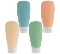 Sewroro 4 Pcs 60ml Refillable Cosmetic Dispenser Bottles Set, Empty PVC Travel Lotion Containers for Toiletries, Portable Sample Bottles for Makeup and Skincare