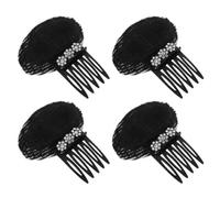 Sewroro 4 Pcs Hair Clip Rhinestone Hair Comb for Women Black Seamless Invisible Fringe Volume Insert for Parties and Daily Life