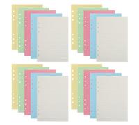 Sewroro 4 Sets A5 Lined Loose Leaf Notebook Refills with Six-Hole Punch, Horizontal Lines Paper Inserts for Binder Journal Planner Office and School Use