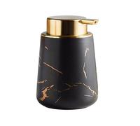 Sewroro 400Ml Black Marble Ceramic Lotion Bottle with Press Pump, Refillable Soap Dispenser for Travel and Bathroom Use, Portable Airless Pump Container