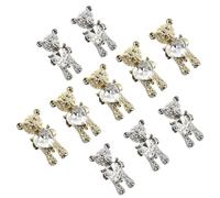 Sewroro 40Pcs Large Metal Alloy Bear Nail Art Decorations Heart-Shaped Rhinestones Unique Manicure Charms for DIY Nail Glitter and Salon Studs Accessories