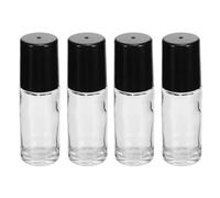 Sewroro 4pcs 30ml Glass Roll-on Bottles for Essential Oils Black Cap Portable Refillable Empty Subpackaging Bottles Leak-proof Sample for Home and Travel