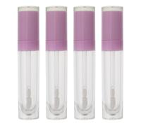 Sewroro 4pcs 8ml Empty Lip Gloss Bottles Small Lipstick DIY Tubes Purple Caps Refillable Makeup Containers for Personal Cosmetic Use