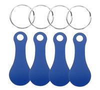 Sewroro 4pcs Blue Shopping Trolley Token Key Rings Metal Clips Portable Keychain Removers for Shopping Carts