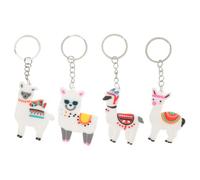 Sewroro 4Pcs Cute Alpaca Cartoon Keychains for Party Favors Small PVC Backpack Bag Pendants