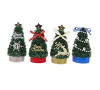 Sewroro 4pcs Dollhouse Xmas Tree Decorations Red Blue Silver Gold Stable Desktop Ornaments for Festive Holiday Decor