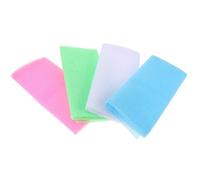 Sewroro 4Pcs Exfoliating Back Scrubber Towels Body Scrub Cloths Soft Nylon Bath Washcloths for Shower Dead Skin Removal with Long Handle in Pink Blue Green White