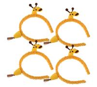 Sewroro 4pcs Giraffe Headband for Women Giraffe Makeup Headband Face Wash Hairbands Soft Cartoon Animal Party Headwear