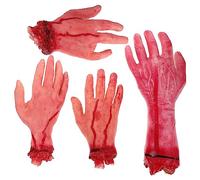 Sewroro 4pcs Halloween Severed Broken Body Parts Fake Human Hands Dead Body Parts Severed Horror Hand for Halloween Party Props Haunted House Decorations