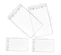 Sewroro 4Pcs Horizontal Badge Holder Card Sleeves Transparent Id Card Holder for Office Hospital Staff Students Compact Lightweight