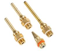 Sewroro 4pcs Hot Melting Glue Sprayer Nozzle Assortment with Fine Copper Tips Drip Steel Ball Design for Leak Prevention Smooth Glue Flow Repair Tool for Crafts and DIY Random Color