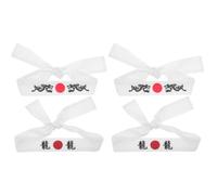 Sewroro 4pcs Japanese Style Headband Samurai Hachimaki with Dragon Print for Sushi Chefs and Cooking Enthusiasts White Headwraps for Kitchen and Ninja Costume Accessories